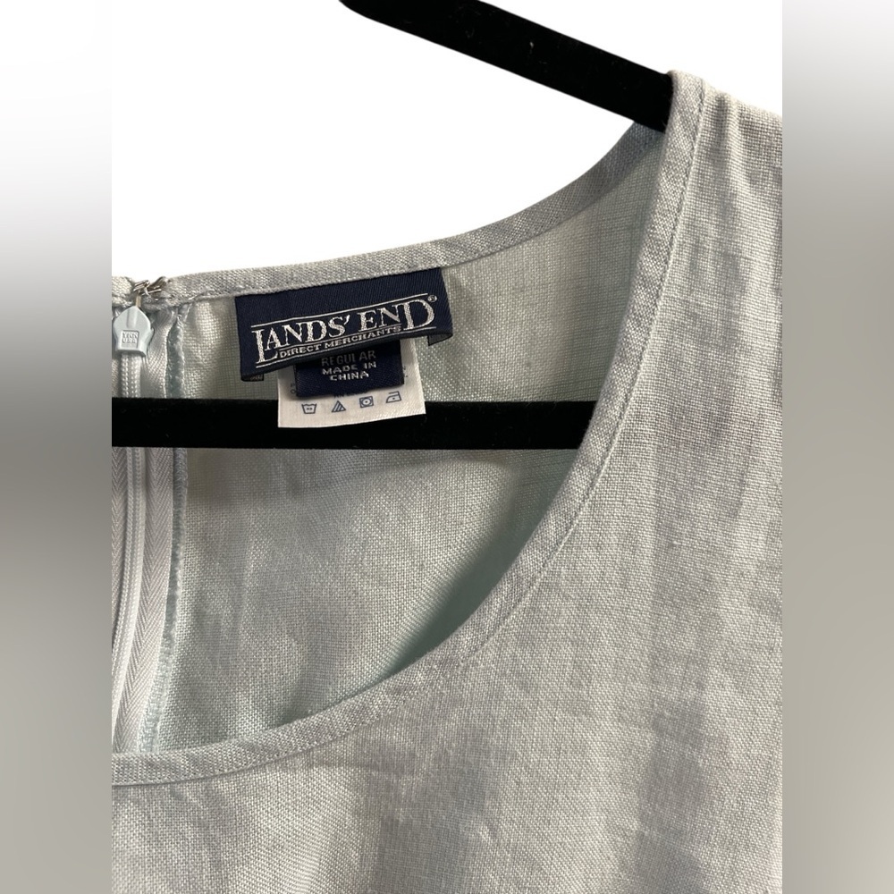 Lands end light blue linen a line dress - Picture 2 of 4
